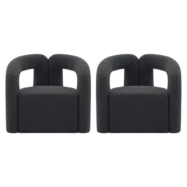 Manhattan Comfort Modern Darian Boucle Accent Chair - Set of 2