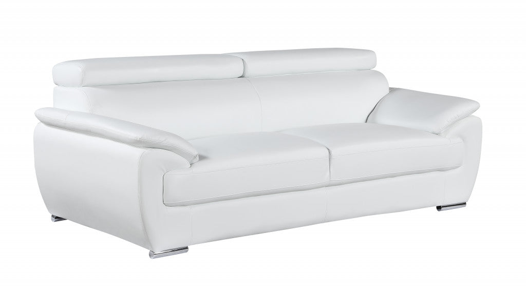 Homeroots 86" Captivating White Leather Sofa 329523