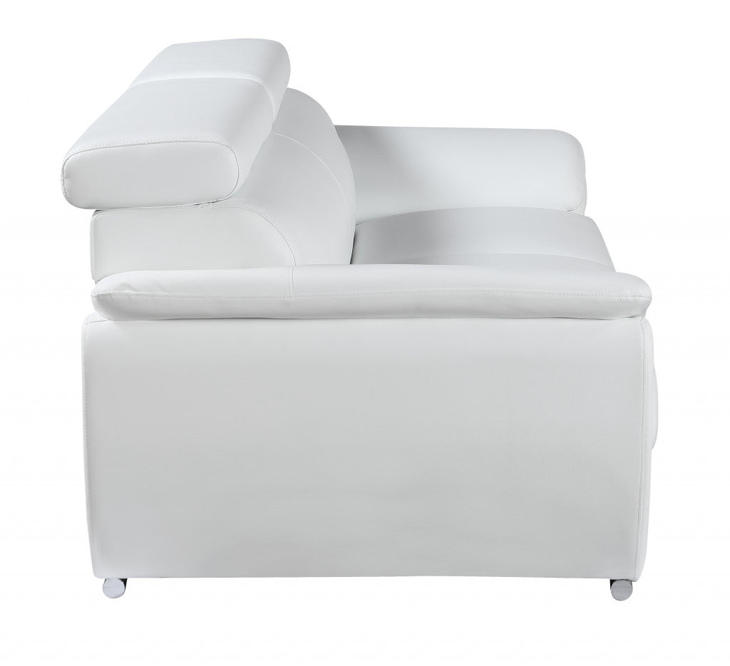 Homeroots 86" Captivating White Leather Sofa 329523