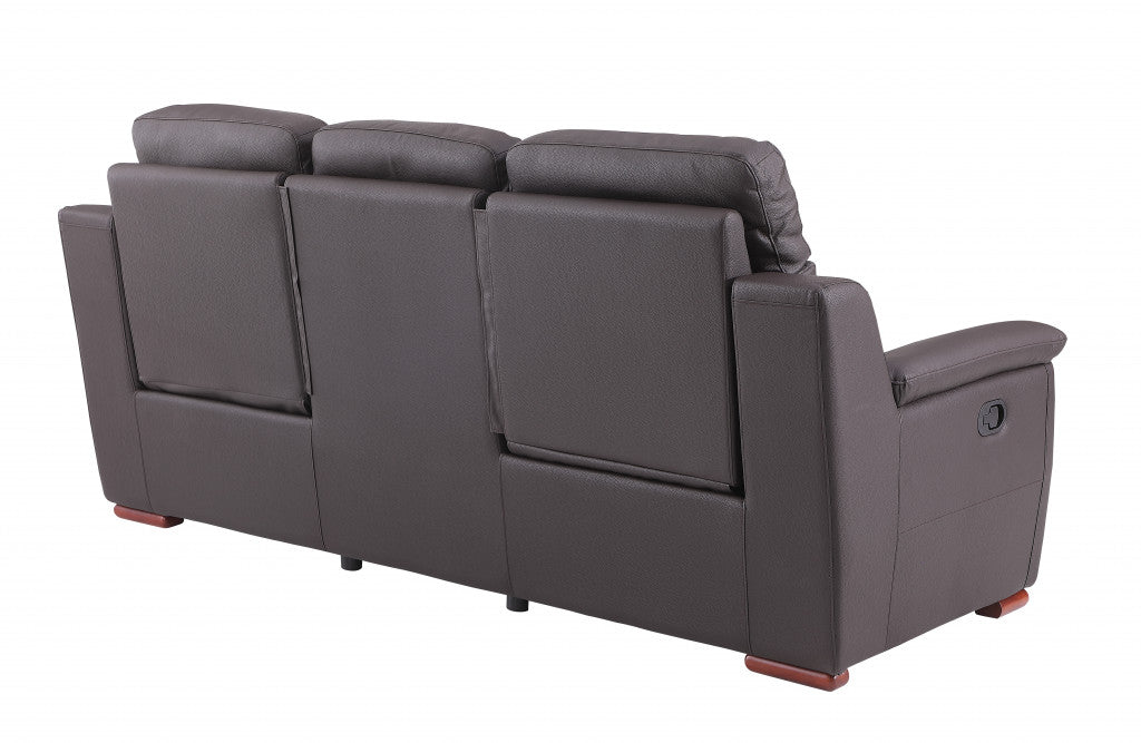 Homeroots 90" X 41" X 41" Modern Brown Leather Reclining Sofa 343838