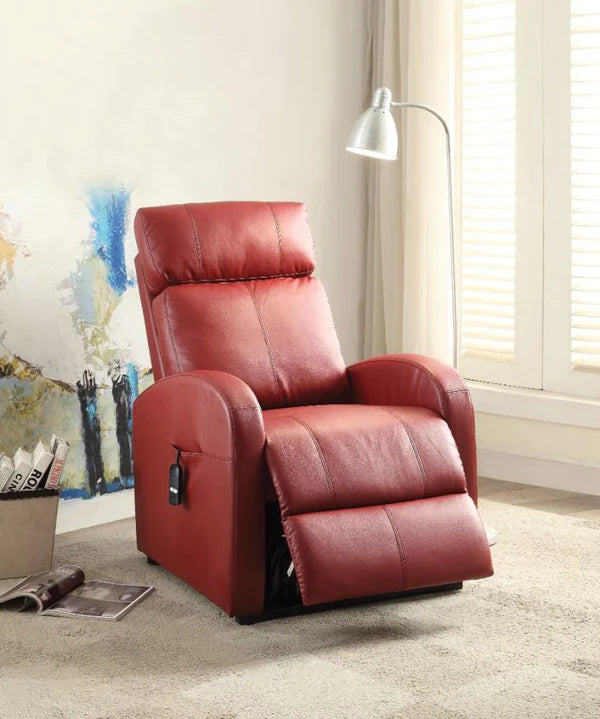 Benzara Ricardo Recliner with Power Lift, Red BM154311