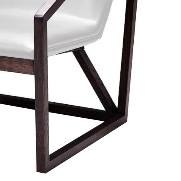 Benzara Leatherette Upholstered Wooden Lounge Chair, Brown and Gray BM187506