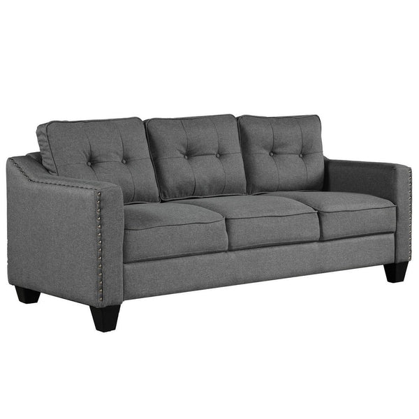 Benzara De 3 Piece Sofa Set, Soft Poly Linen Upholstery and Track Arms, Gray BM285742