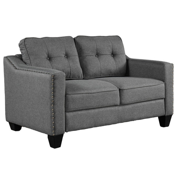 Benzara De 3 Piece Sofa Set, Soft Poly Linen Upholstery and Track Arms, Gray BM285742