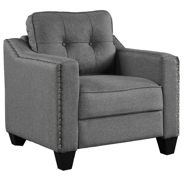 Benzara De 3 Piece Sofa Set, Soft Poly Linen Upholstery and Track Arms, Gray BM285742