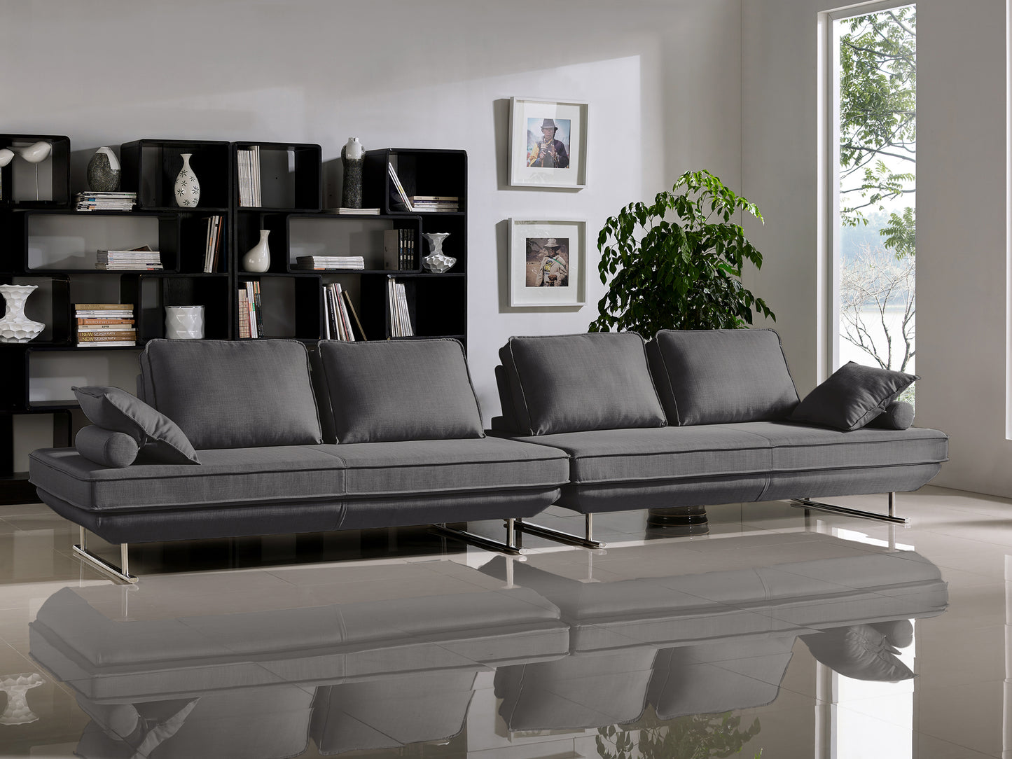 Dolce 2PC Lounge Seating Platforms with Moveable Backrest Supports by Diamond Sofa - Grey Fabric