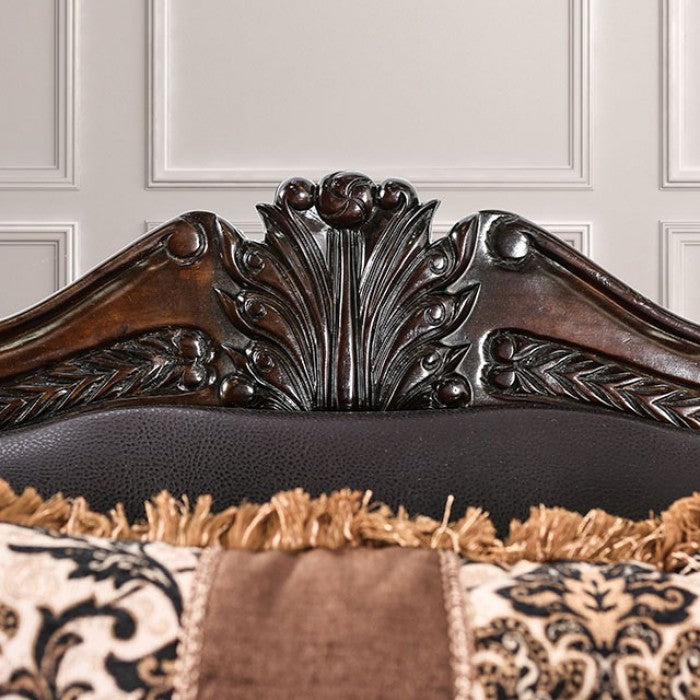Furniture of America Hethe Traditional Faux Leather Sofa IDF-6405-SF