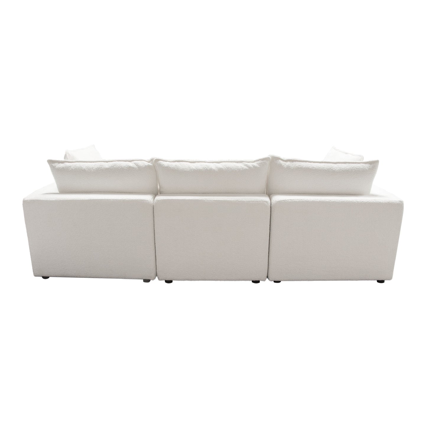Ivy 3-Piece Modular Sofa in White Faux Shearling w/ Feather Down Seating by Diamond Sofa