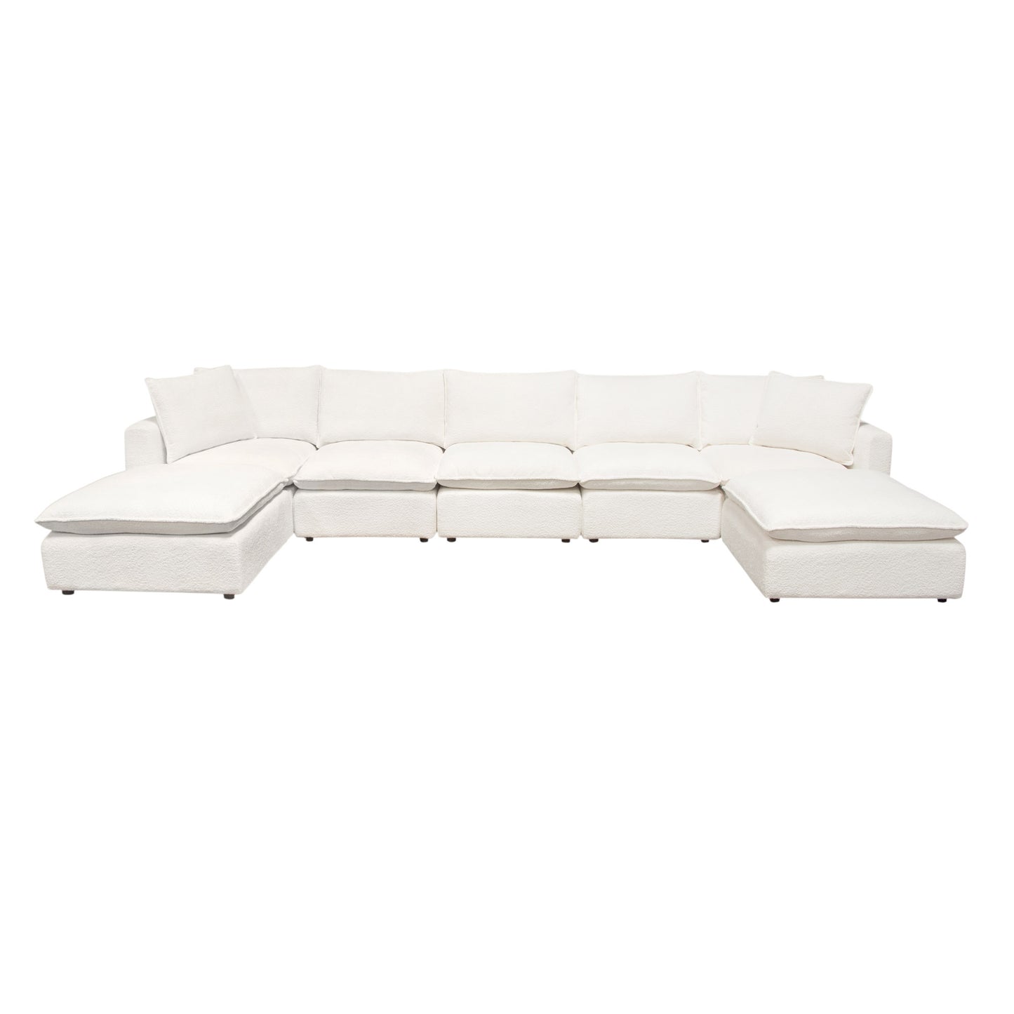 Ivy 7-Piece Dual Chaise Sectional in White Faux Shearling w/ Feather Down Seating by Diamond Sofa