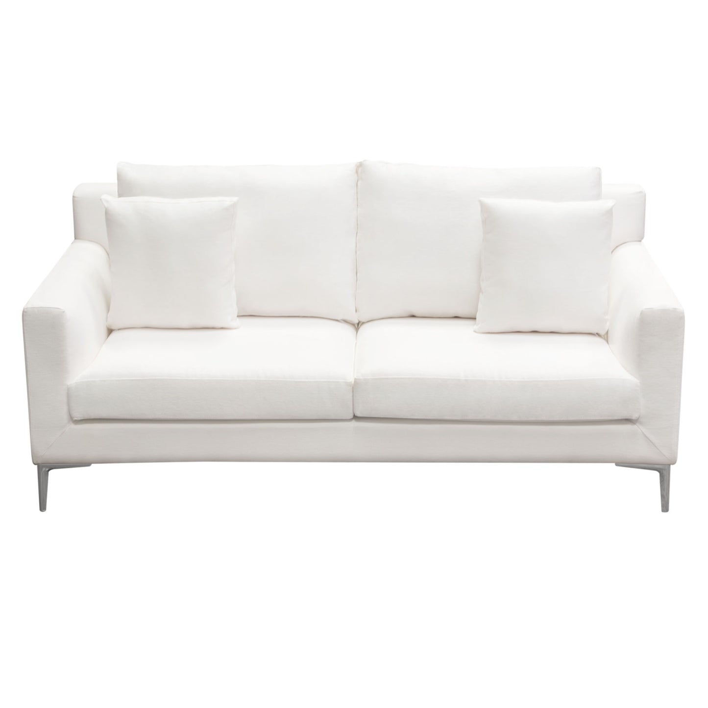 Seattle Loose Back Loveseat w/ Polished Silver Metal Leg by Diamond Sofa