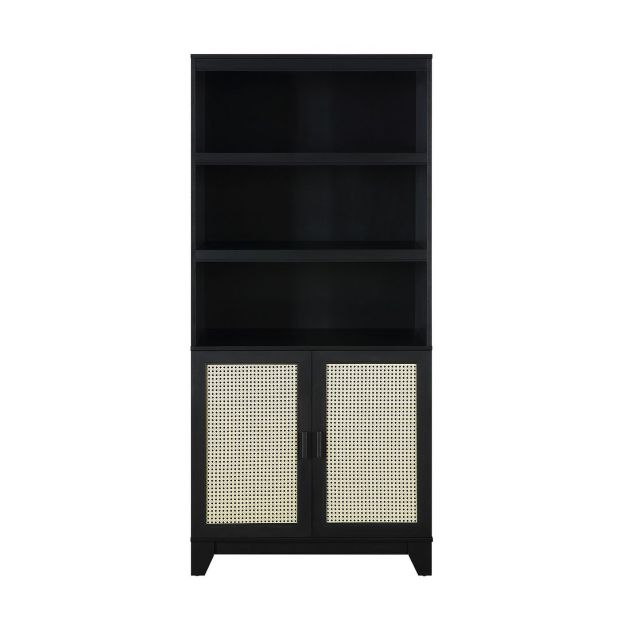 Manhattan Comfort Sheridan Modern Cane Bookcase with Adjustable Shelves