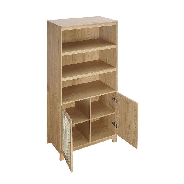 Manhattan Comfort Sheridan Modern Cane Bookcase with Adjustable Shelves