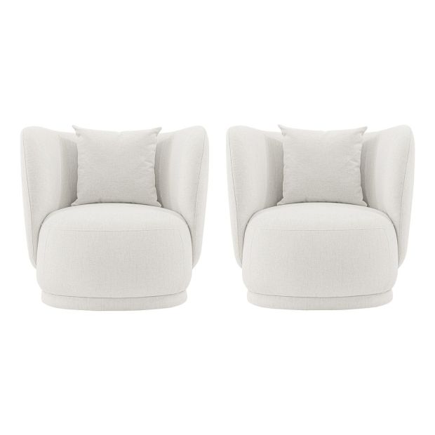 Manhattan Comfort Contemporary Siri Linen Accent Chair with Pillows - Set of 2