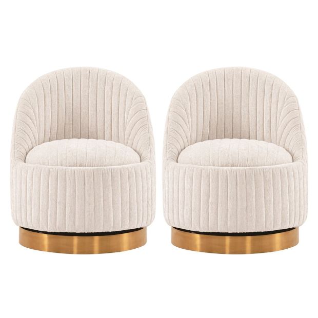 Manhattan Comfort Modern Leela Swivel Boucle Accent Chair - Set of 2