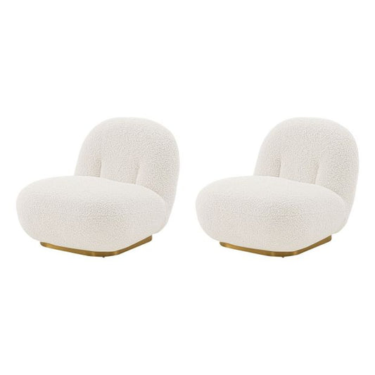 Manhattan Comfort Modern Edina Boucle Accent Chair in White - Set of 2 2-AC059-WH