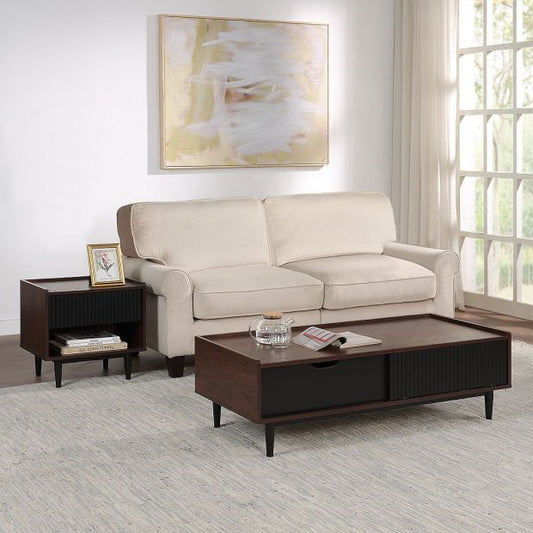 Manhattan Comfort Duane Modern Ribbed End Table and Coffee Table