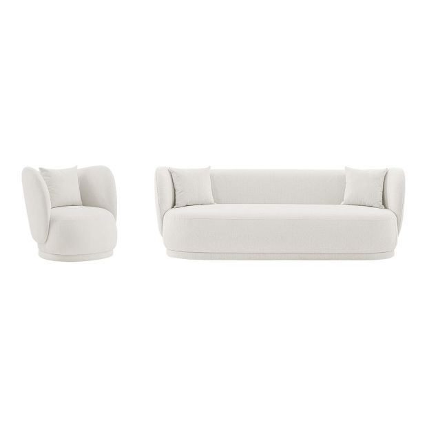 Manhattan Comfort Contemporary Siri Sofa and Accent Chair Set with Pillows