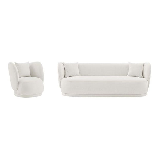 Manhattan Comfort Contemporary Siri Sofa and Accent Chair Set with Pillows