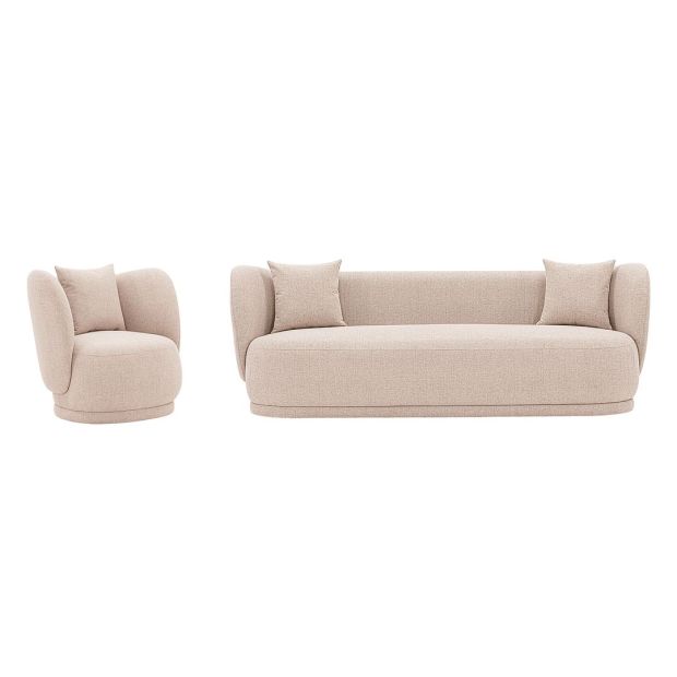 Manhattan Comfort Contemporary Siri Sofa and Accent Chair Set with Pillows