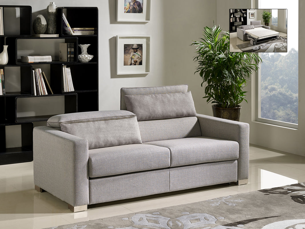 Homeroots 38" Grey Fabric Foam Wood And Steel Sofa Bed 283855