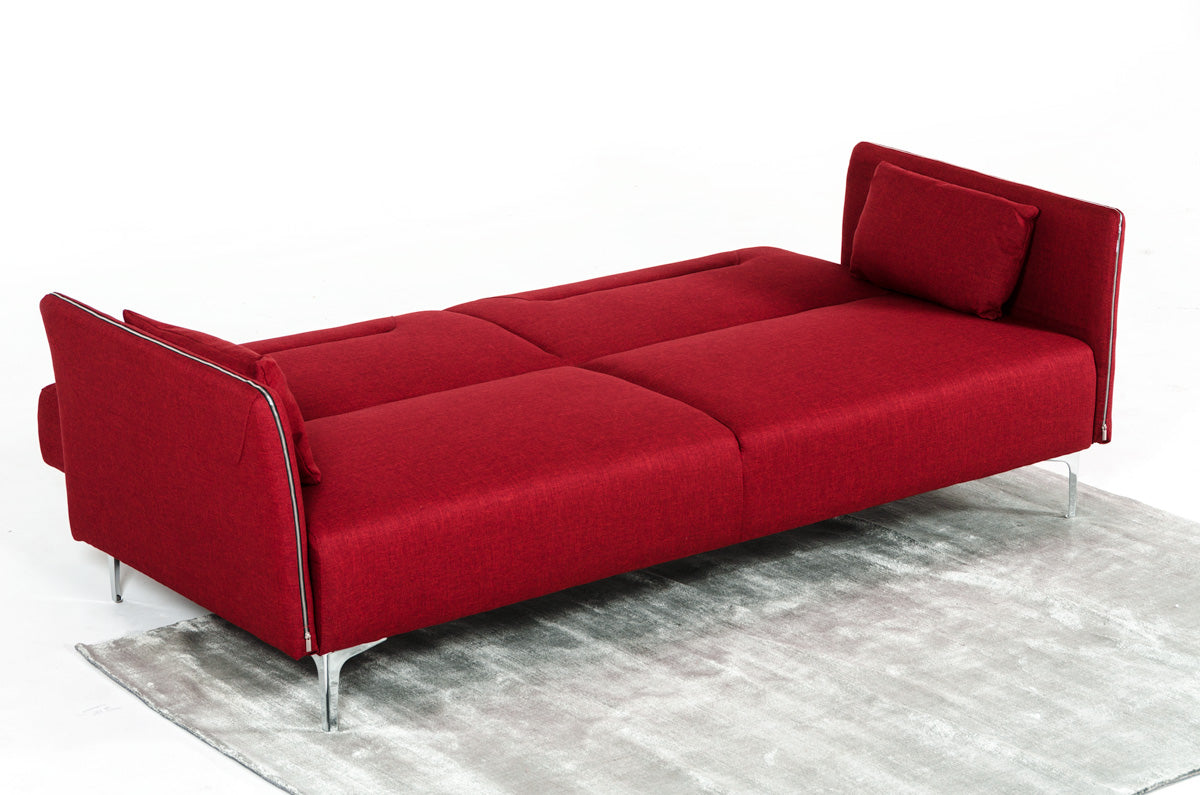 Homeroots 35" Red Fabric Foam Steel And Wood Single Sofa 283890