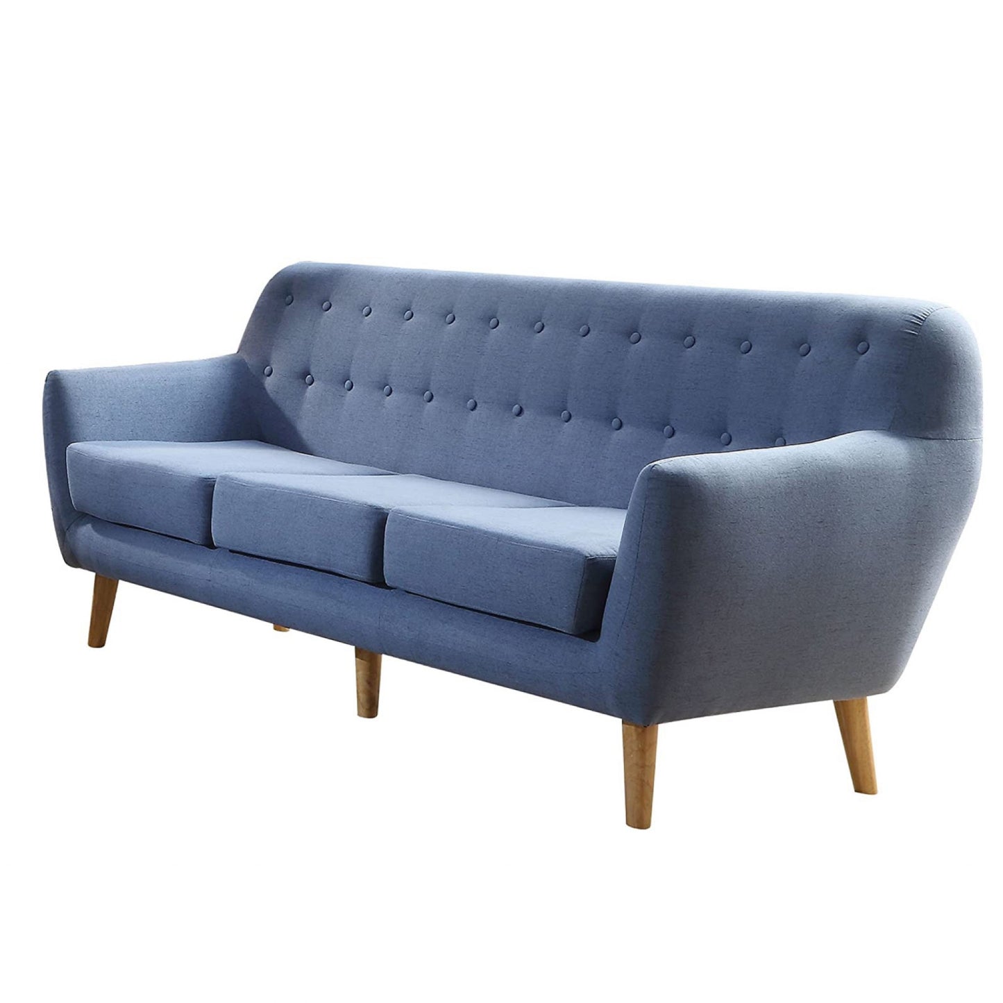 Homeroots 78" X 31" X 35" Blue Linen Sofa 285658