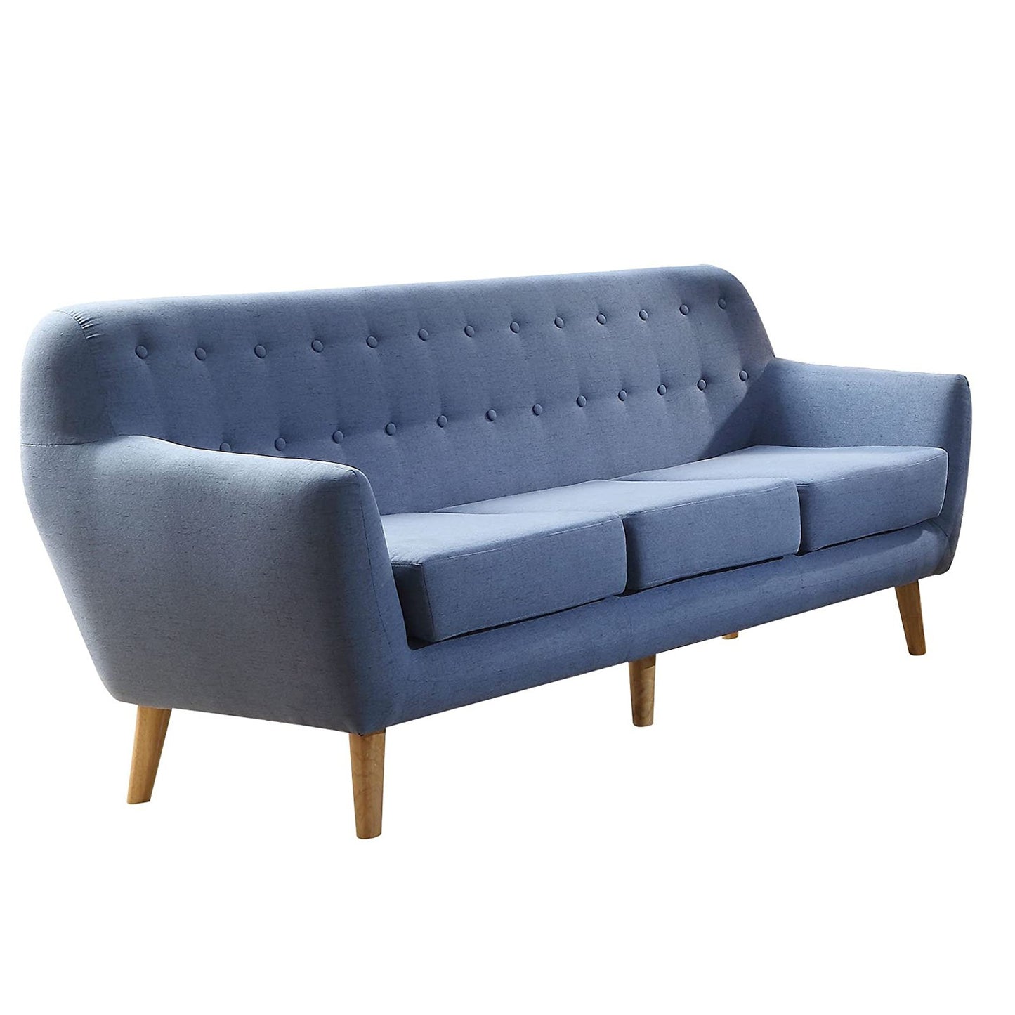 Homeroots 78" X 31" X 35" Blue Linen Sofa 285658