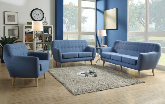 Homeroots 78" X 31" X 35" Blue Linen Sofa 285658