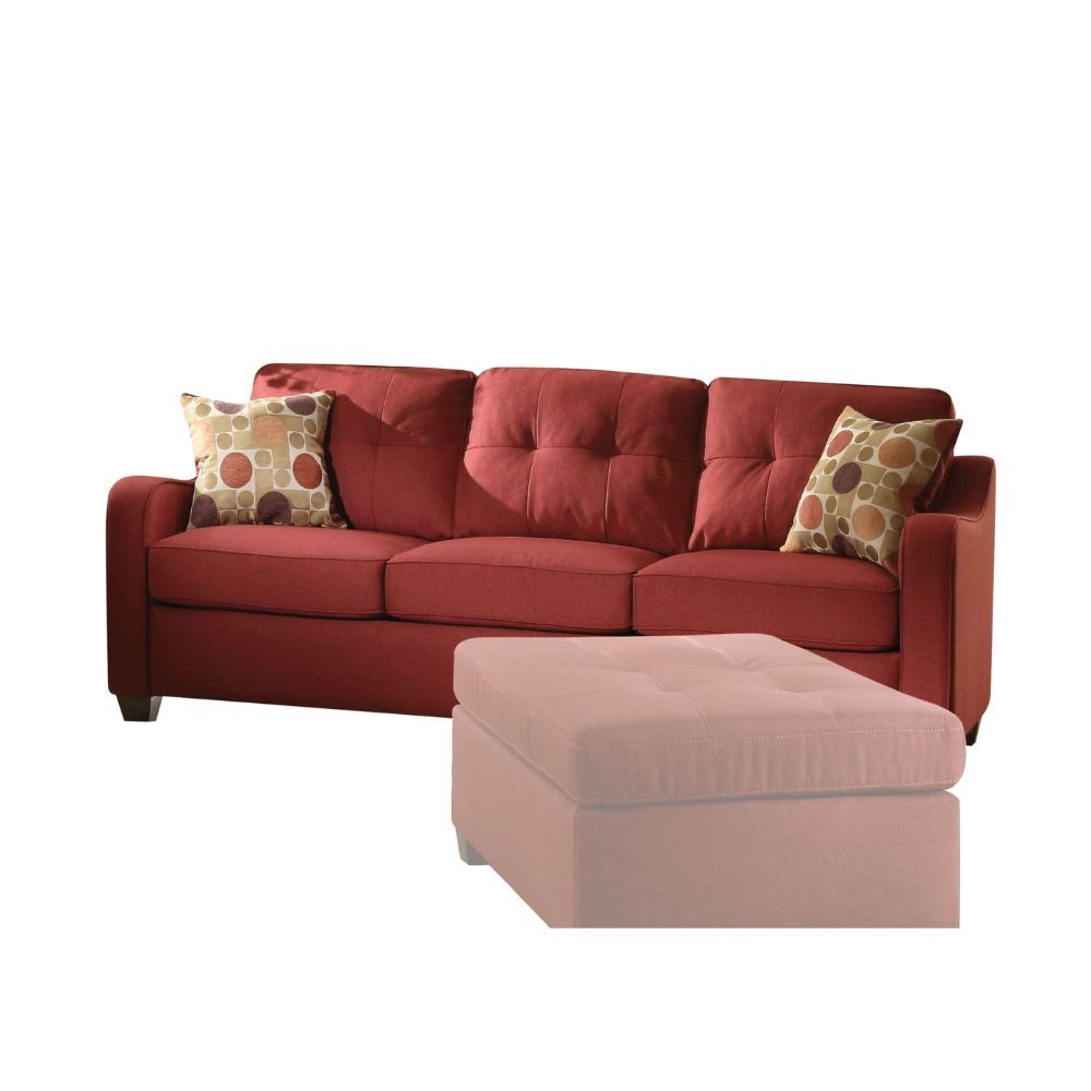 Homeroots 84" X 31" X 35" Red Linen Sofa With 2 Pillows 285664