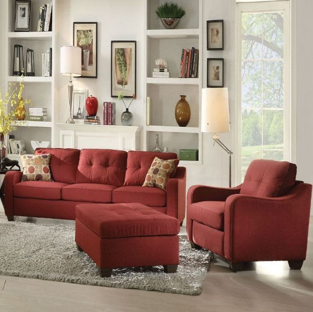 Homeroots 84" X 31" X 35" Red Linen Sofa With 2 Pillows 285664