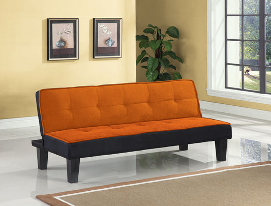 Homeroots 66" X 29" X 28" Orange Flannel Fabric Adjustable Couch 285668