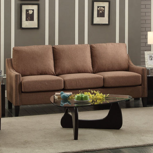 Homeroots 68" X 31" X 36" Brown Linen Sofa 285963