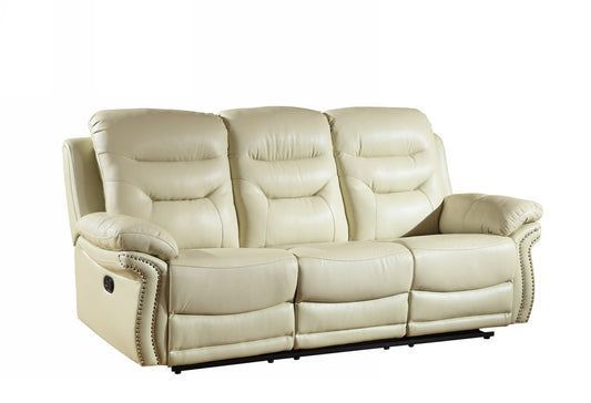 Homeroots 44" Comfortable Beige Leather Sofa 329420