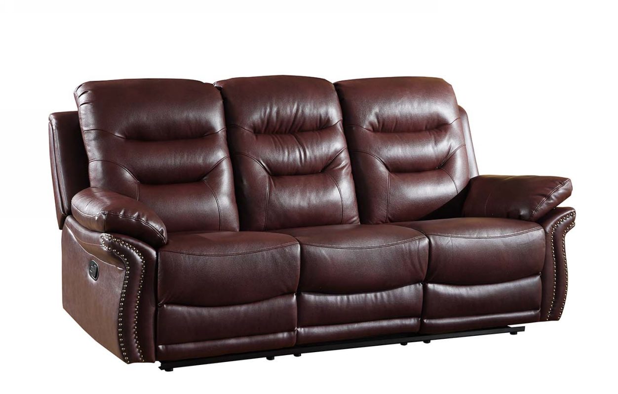 Homeroots 44" Comfortable Burgundy Leather Sofa 329426