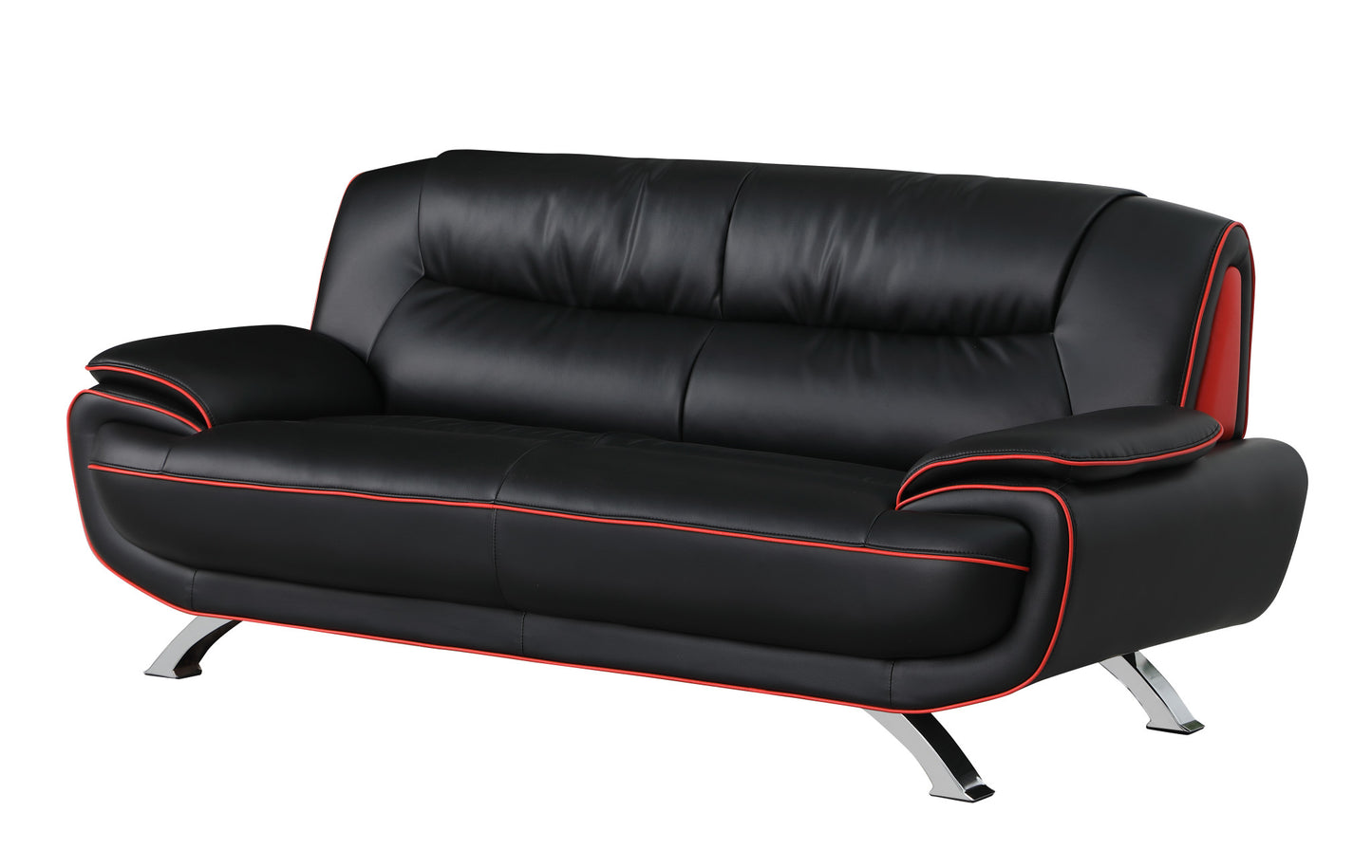 Homeroots 35" Sleek Black Leather Sofa 329455