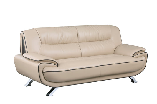 Homeroots 35" Sleek Beige Leather Sofa 329459