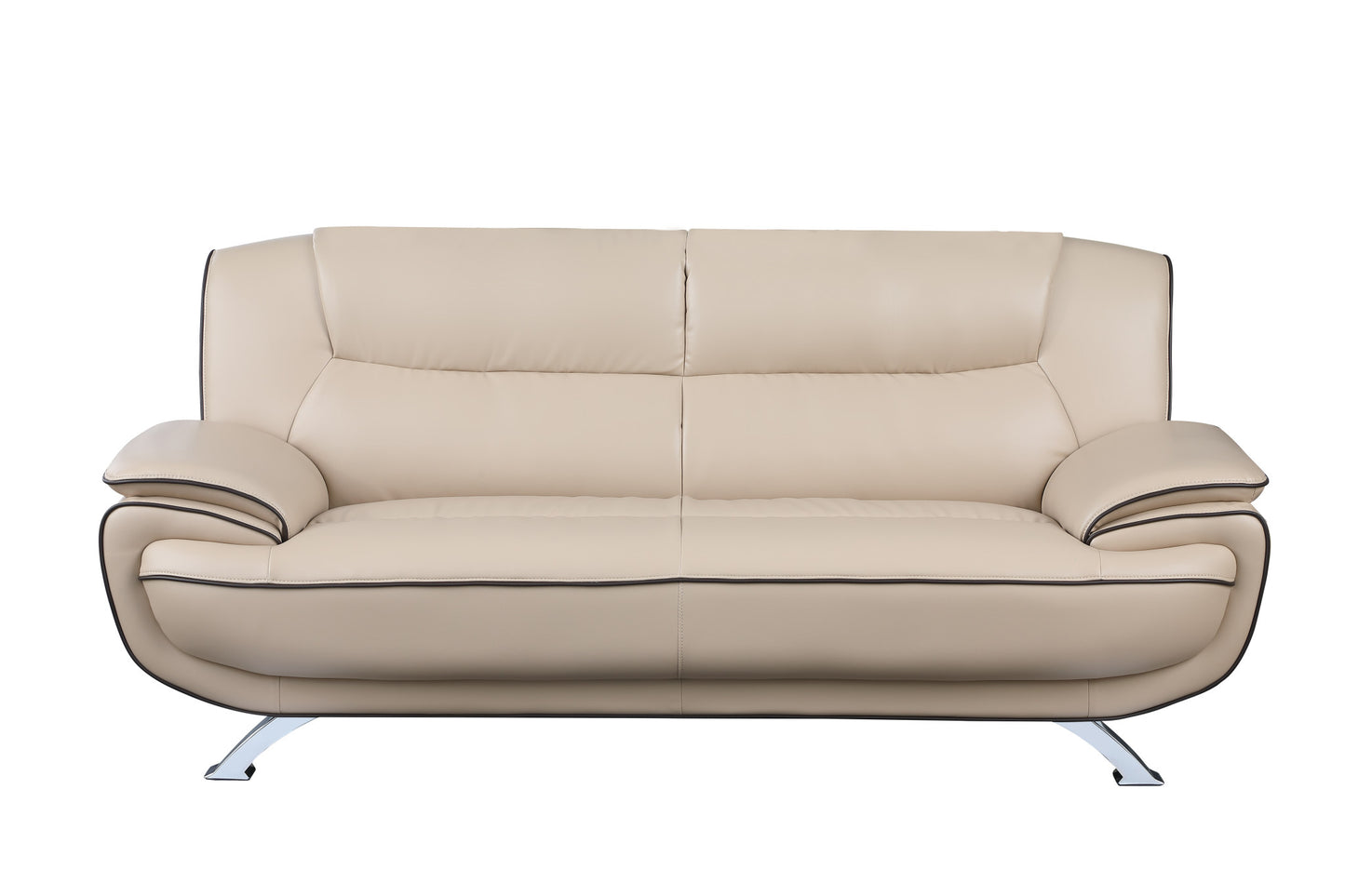 Homeroots 35" Sleek Beige Leather Sofa 329459