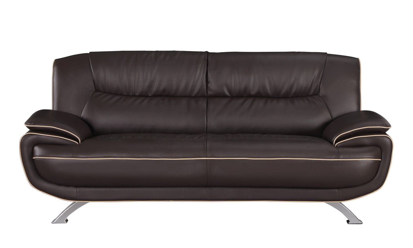 Homeroots 35" Sleek Brown Leather Sofa 329463