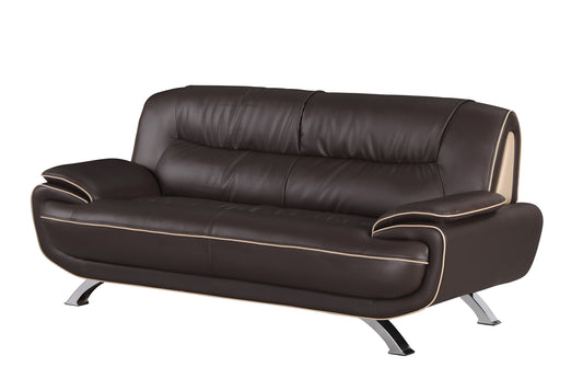 Homeroots 35" Sleek Brown Leather Sofa 329463