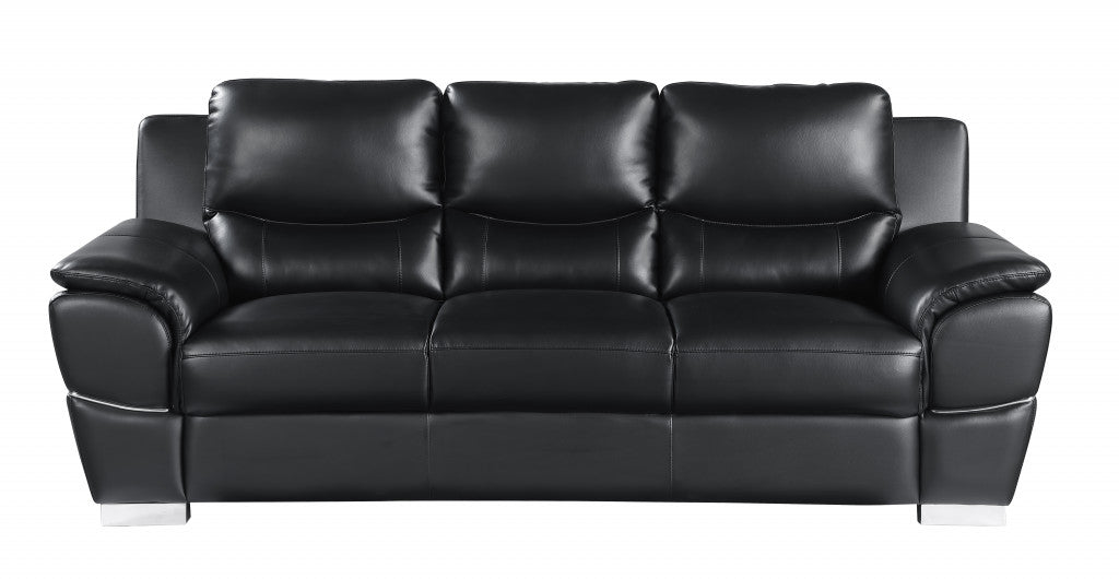 Homeroots 37" Chic Black Leather Sofa 329475