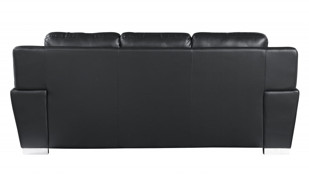 Homeroots 37" Chic Black Leather Sofa 329475