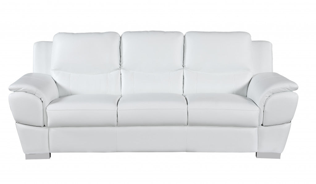 Homeroots 37" Chic White Leather Sofa 329479