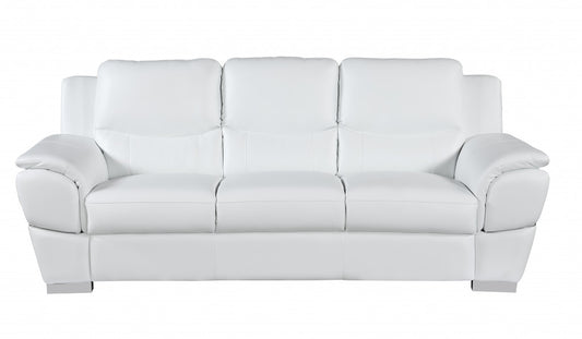 Homeroots 37" Chic White Leather Sofa 329479