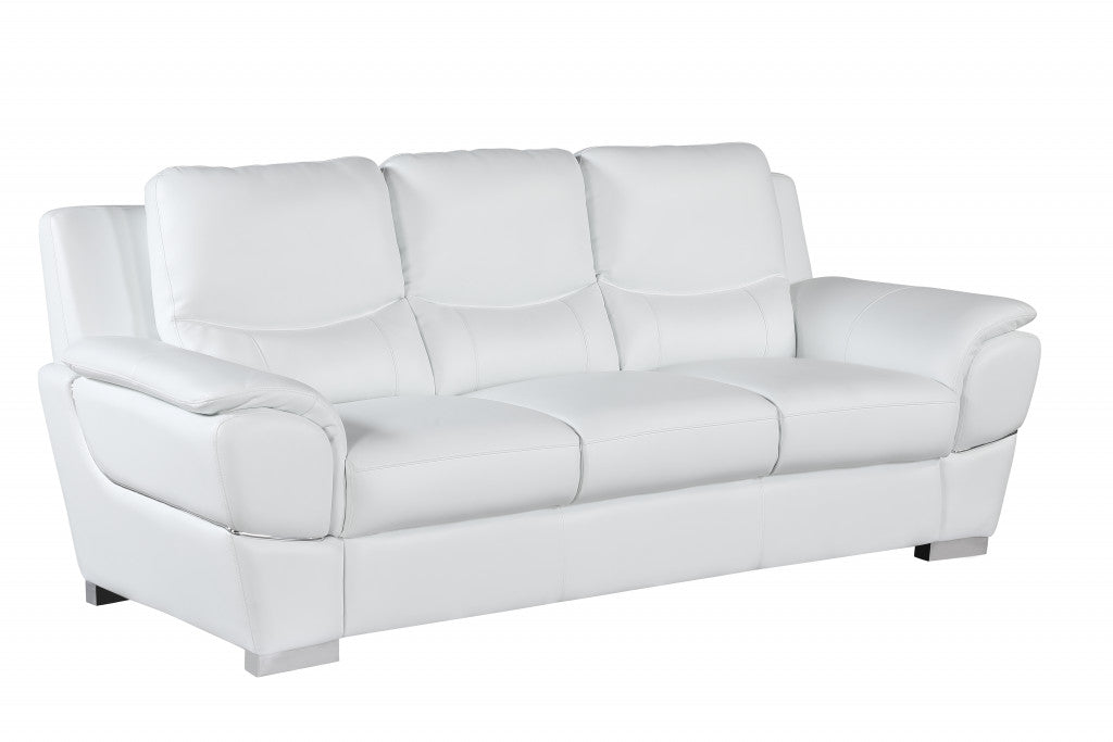 Homeroots 37" Chic White Leather Sofa 329479