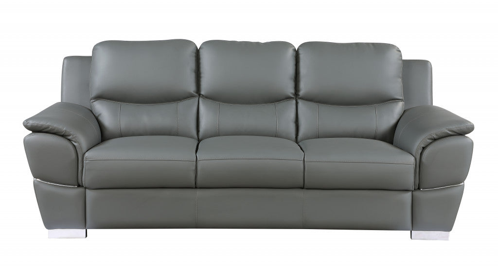 Homeroots 37" Chic Grey Leather Sofa 329483