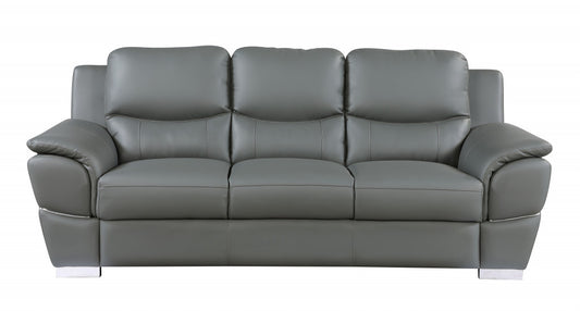 Homeroots 37" Chic Grey Leather Sofa 329483