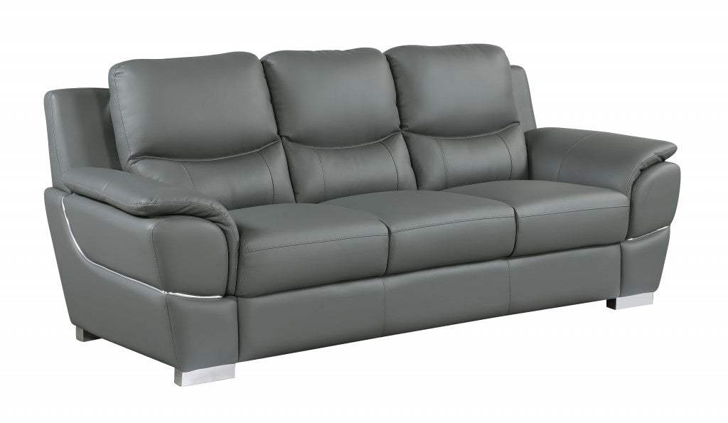 Homeroots 37" Chic Grey Leather Sofa 329483