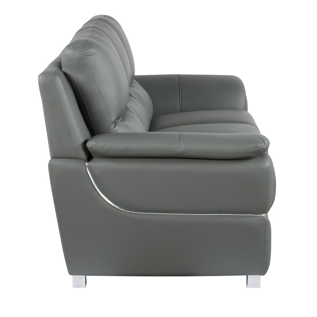 Homeroots 37" Chic Grey Leather Sofa 329483