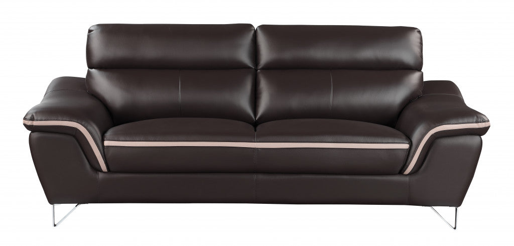 Homeroots 36" Charming Brown Leather Sofa 329487