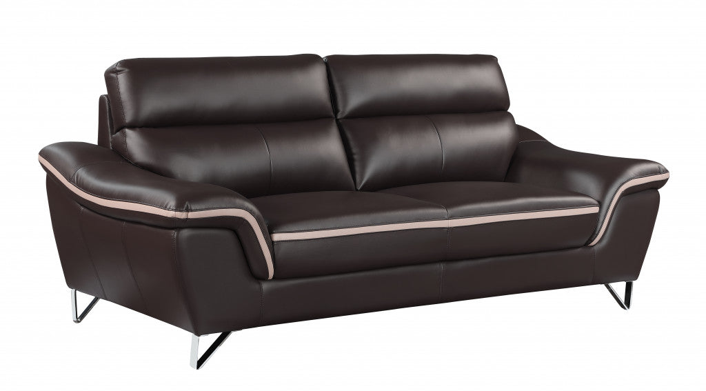 Homeroots 36" Charming Brown Leather Sofa 329487